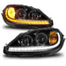 ANZO 05-13 Chevrolet Corvette Projector Headlights w/switchback & Sequential LED - Black Amber ANZO