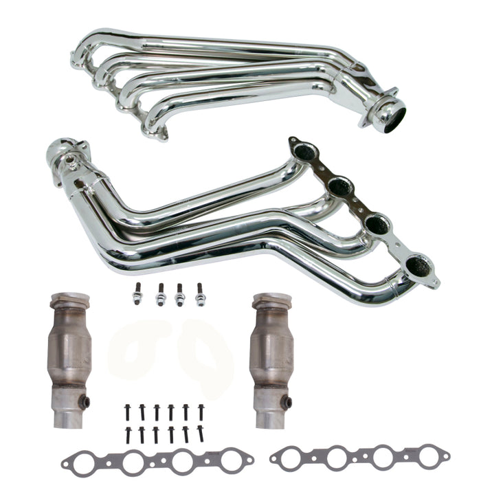 BBK 10-15 Camaro LS3 L99 Long Tube Exhaust Headers With Converters - 1-3/4 Chrome BBK