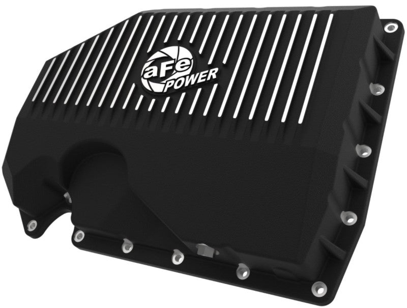 aFe 05-19 VW 1.8L/2.0L w/o Oil Sensor Engine Oil Pan Black POWER Street Series w/ Machined Fins aFe