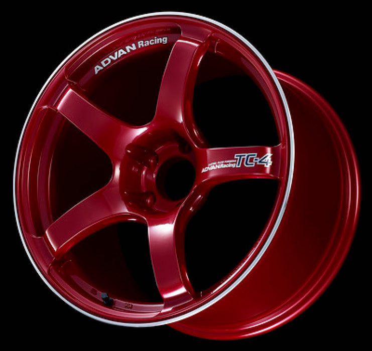 Advan TC4 18x8.5 +45 5-112 Candy Racing Red Wheel & Ring Advan