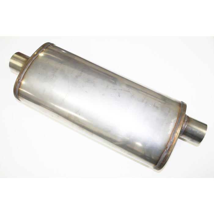 JBA Universal Straight-Through Style 304SS Muffler 18x8x5 2.5in Inlet Diameter Offset/Center JBA