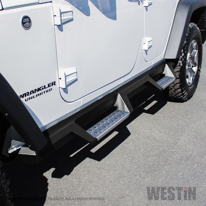 Westin 07-18 Jeep Wrangler JKU 4dr. HDX Stainless Drop Nerf Step Bars - Tex. Blk Westin