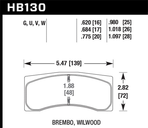 Hawk Universal Brembo DTC-70 Race Brake Pads Hawk Performance