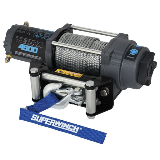 Superwinch 4500 LBS 12V DC 15/64in x 50ft Steel Rope Terra 4500 Winch - Gray Wrinkle Superwinch