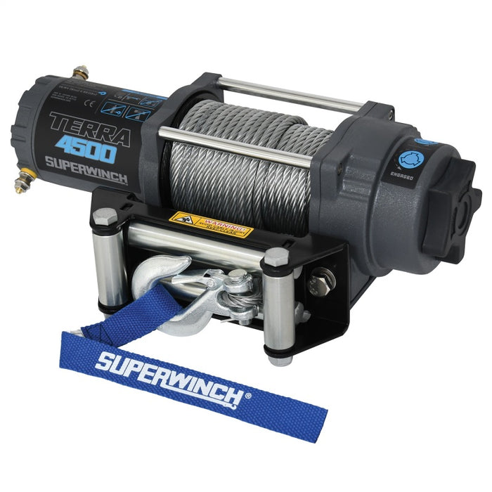 Superwinch 4500 LBS 12V DC 15/64in x 50ft Steel Rope Terra 4500 Winch - Gray Wrinkle Superwinch