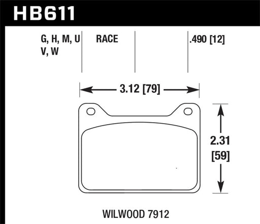 Hawk Willwood 7912 DTC-60 Race Brake Pads Hawk Performance