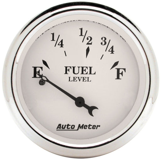 Auto Meter Old Tyme White 2-1/16in 0-30 OHM Electric Fuel Level Gauge AutoMeter