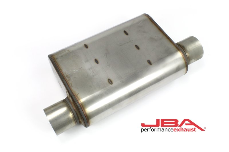 JBA Universal Chambered Style 304SS Muffler 13x9.75x4in 3in In/Out Dia Offset/Offset (Same Side) JBA