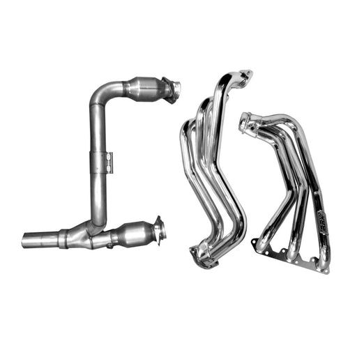 BBK 07-11 Jeep 3.8 V6 Long Tube Exhaust Headers And Y Pipe And Converters - 1-5/8 Silver Ceramic BBK