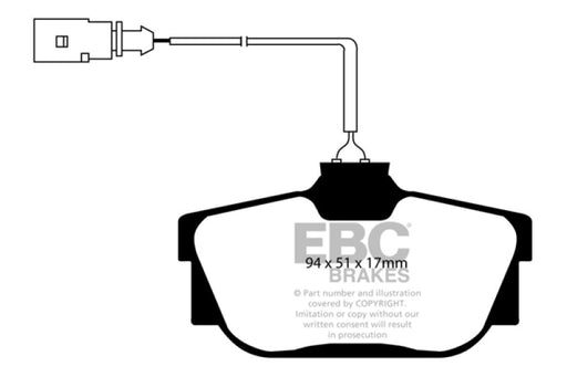 EBC 00 Volkswagen Eurovan 2.8 (ATE) with Wear Leads Ultimax2 Rear Brake Pads EBC