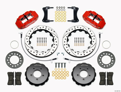 Wilwood Narrow Superlite 6R Front Hat Kit 12.88in Drill Red 2005-Up Mazda Miata w/ Lines