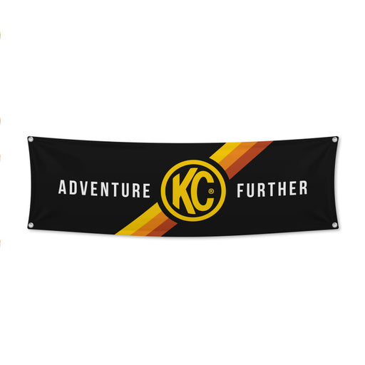 KC HiLiTES 17in. x 60in. Banner - Black w/Yellow KC HiLiTES