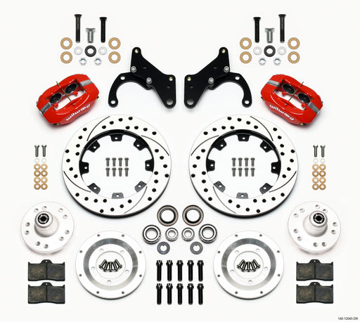 Wilwood Forged Dynalite Front Kit 12.19in Drilled Red 69-70 Impala Drum/Disc 69-82 Vette