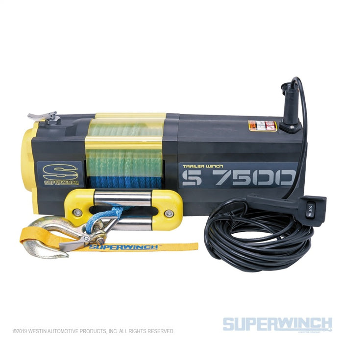 Superwinch 7500 LBS 12V DC 5/16in x 54ft Synthetic Rope S7500 Winch Superwinch