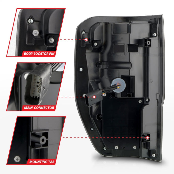 ANZO 19-22 Ford Ranger Full LED Taillights w/ Lightbar Sequential Signal Black Housing/Clear Lens ANZO