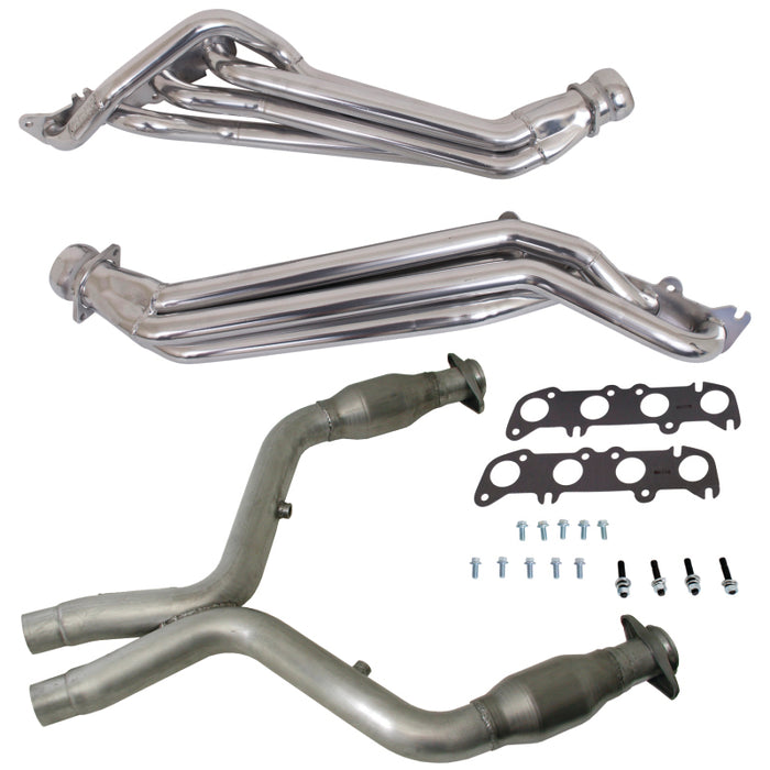 BBK 11-14 Ford Mustang GT 1-3/4 Long Tube Headers w/High Flow Catted Mid Pipe (Silver Ceramic) BBK