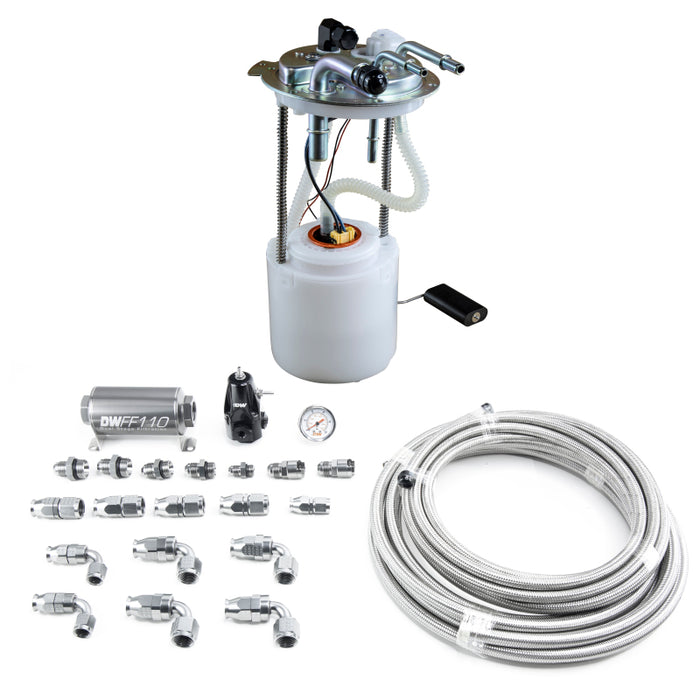 DeatschWerks 05-19 Yukon/Tahoe/Suburban DW400 Pump Module and Return SS PTFE Plumbing Kit DeatschWerks