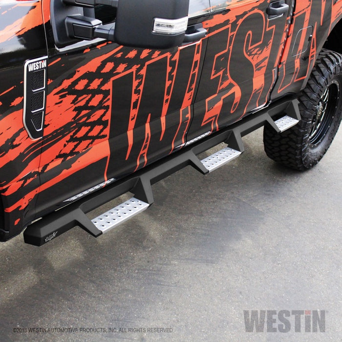 Westin/HDX 17-18 Ford F-250/350 Crew Cab (6.75ft Bed) Stainless Drop Nerf Step Bars - Textured Black Westin
