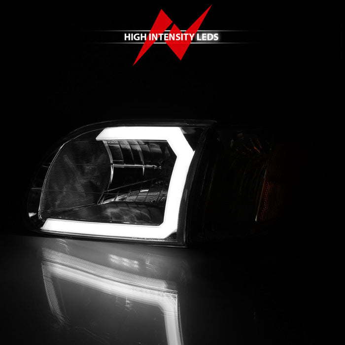 ANZO 00-04 Toyota Tundra (Reg/Acc Cab Only) Crystal Headlights w/Lgt Bar Chrome w/Corner Lights 2pc ANZO