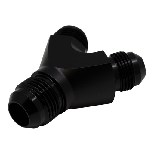 DeatschWerks 8AN Male Flare to 8AN Male Flare to 10AN Male Flare Y Fitting - Anodized Matte Black DeatschWerks