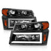 ANZO 04-12 GM Colorado/Canyon/I-Series Crystal Headlights - w/ Light Bar Black Housing 4pcs ANZO