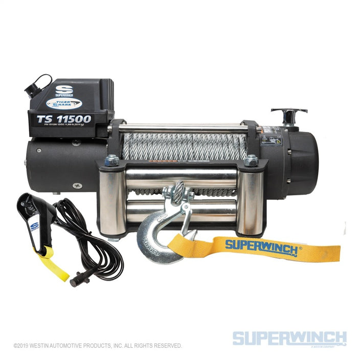 Superwinch 11500 LBS 12V DC 3/8in x 84ft Steel Rope Tiger Shark 11500 Winch Superwinch