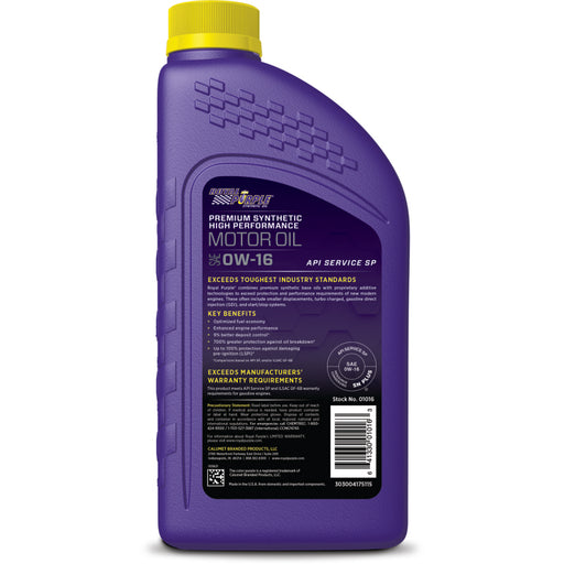 Royal Purple High Performance Ultra-Low Viscosity 0W-16 Motor Oil - 1 Quart Royal Purple