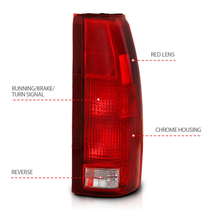 ANZO 1988-1999 Chevy C1500 Taillight Red/Clear Lens (OE Replacement) ANZO