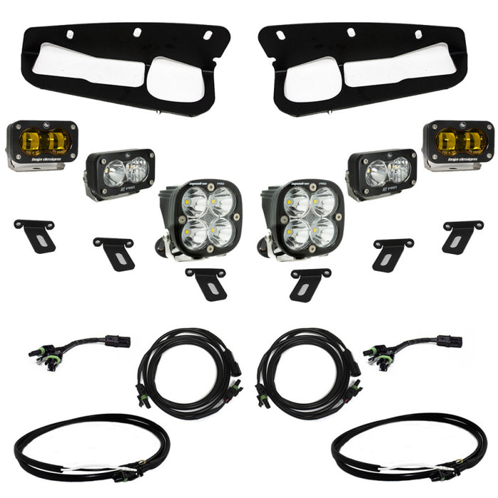 Baja Designs 21-22 Ford Bronco w/Steel Bumper S2 SAE Pro Fog Pocket Light Kit w/Upfitter - Amber Baja Designs