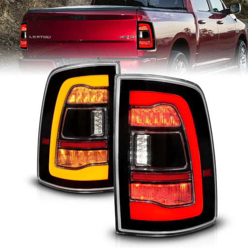 ANZO 09-18 Dodge Ram 1500 Sequential LED Taillights Black w/Switchback Amber Signal ANZO