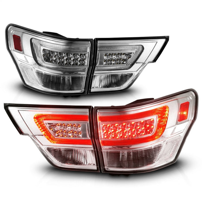 ANZO 11-13 Jeep Grand Cherokee LED Taillights w/ Lightbar Chrome Housing/Clear Lens 4pcs ANZO
