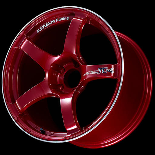 Advan TC4 18x9 +25 5-114.3 Racing Candy Red and Ring Wheel Advan