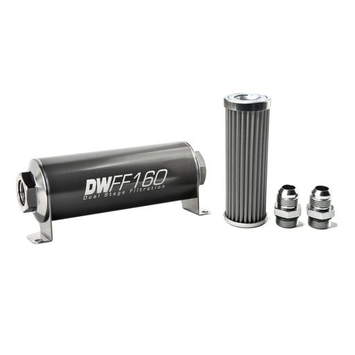 DeatschWerks Stainless Steel 10AN 100 Micron Universal Inline Fuel Filter Housing Kit (160mm) DeatschWerks