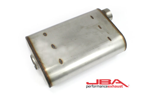 JBA Universal Chambered Style 304SS Muffler 14x9.75x4 2.5in Inlet Diameter Offset/Offset JBA