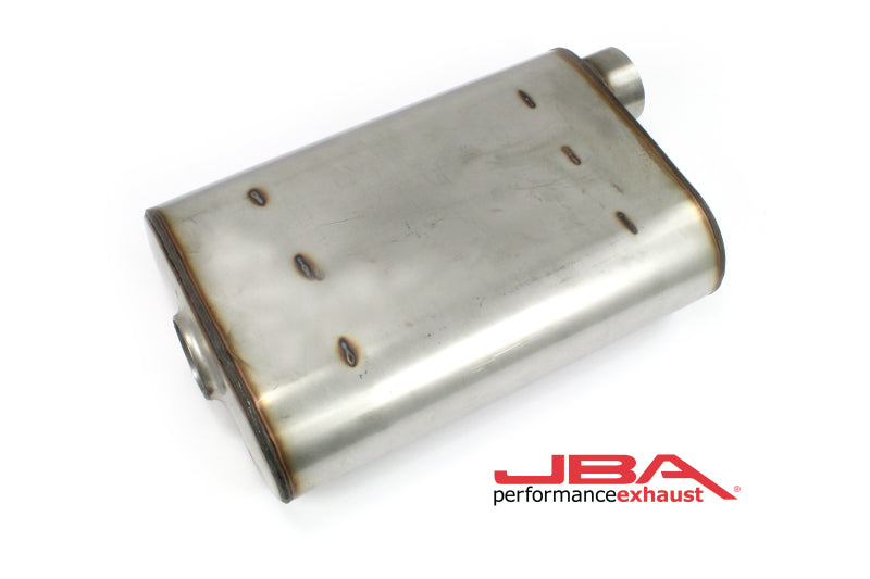 JBA Universal Chambered Style 304SS Muffler 14x9.75x4 2.5in Inlet Diameter Offset/Offset JBA