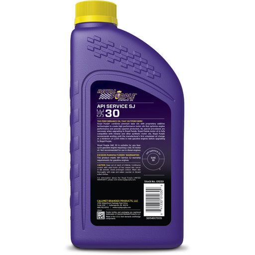 Royal Purple Premium Synthetic High Performance Straight-Grade SAE 30 Motor Oil - 1 Quart Royal Purple