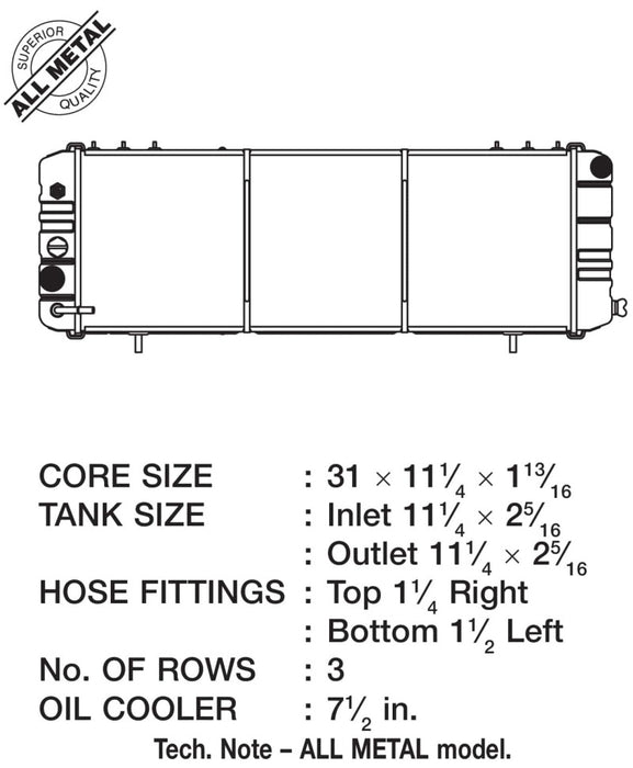 CSF 88-90 Jeep Cherokee 4.0L Heavy Duty 3 Row All Metal Radiator CSF