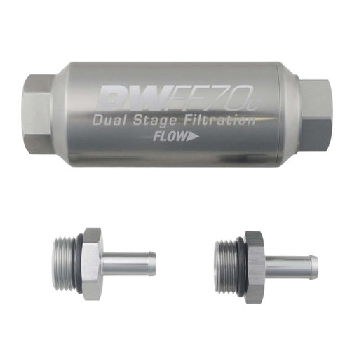 DeatschWerks 5/16in 10 Micron 70mm Compact In-Line Fuel Filter Kit DeatschWerks