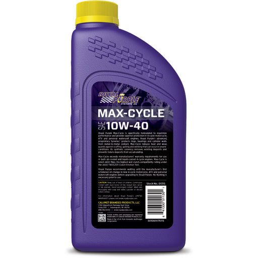 Royal Purple Max-Cycle Synthetic 10W-40 Motorcycle Oil - 1 Quart Royal Purple