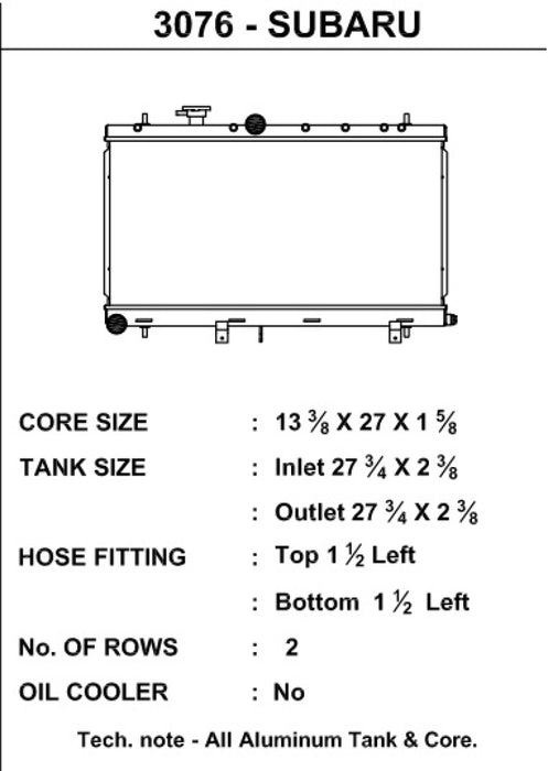 CSF 02-07 Subaru Impreza Radiator CSF