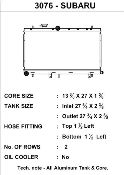 CSF 02-07 Subaru Impreza Radiator CSF