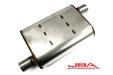 JBA Universal Chambered Style 304SS Muffler 13x9.75x4 2in Inlet Diameter Offset/Offset JBA