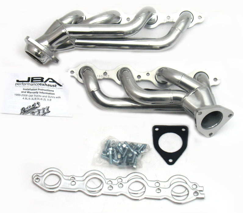 JBA 02-13 GM Truck 4.8L/5.3L LS Silver Ctd Cat4Ward Header JBA