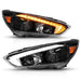 ANZO 15-18 Ford Focus Projector Headlights - w/ Light Bar Switchback Black Housing ANZO