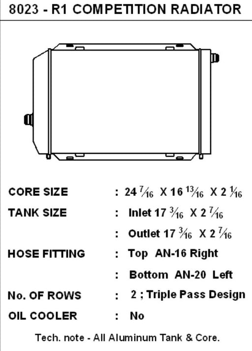 CSF Universal Triple Pass Dual Core Radiator w/AN Fittings CSF