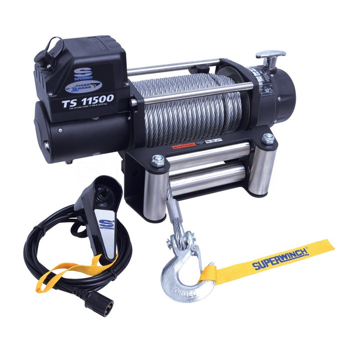 Superwinch 11500 LBS 12V DC 3/8in x 84ft Steel Rope Tiger Shark 11500 Winch Superwinch
