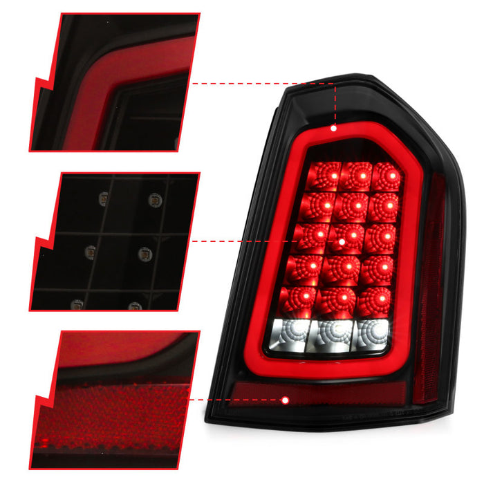 ANZO 11-14 Chrysler 300 LED Taillights Black w/ Sequential ANZO