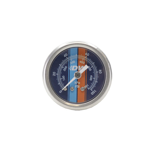 DeatschWerks 0-100 PSI 1/8in NPT Mechanical Fuel Pressure Gauge Brushed Housing Blue Face DeatschWerks