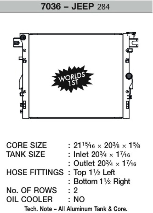 CSF 07-18 Jeep Wrangler (JK) Radiator CSF