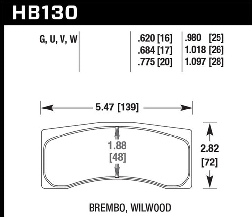 Hawk Universal Brembo DTC-70 Race Brake Pads Thickness 1.018 Hawk Performance